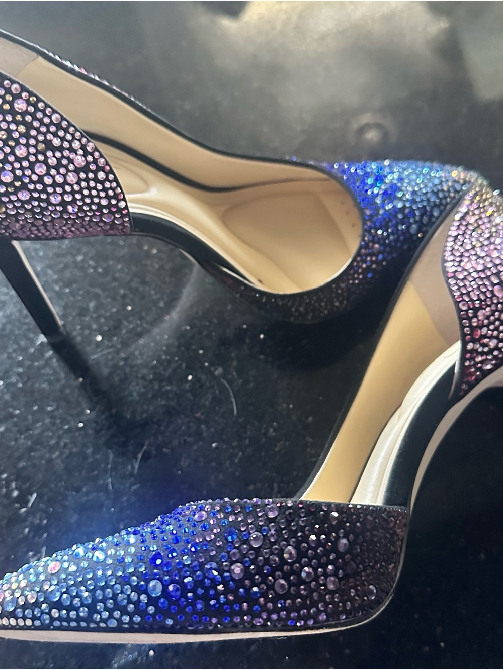 Jessica Simpson Prizma D'Orsay Blue to Pink Ombre Crystal Pointed Heels - Picture 4 of 10